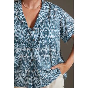 Pilcro Printed Voile Surf Shirt Blue Ikat Medium